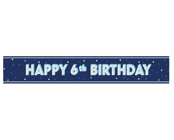 6th Birthday Banner - Unique Prism Floral Design 9ft Blue UNI85977