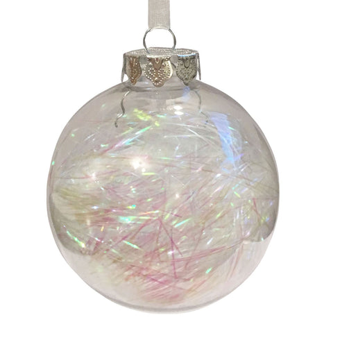 CHRISTMAS DECORATION LUXURY 100MM IRIDESCENT LAMETTA FILLED BAUBLE. DP55788