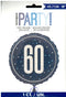 60th Birthday Balloon - Unique Glitz Blue Foil Decoration