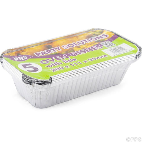 Large Foil Oven Dishes & Lids 5 Pack - PPS93011