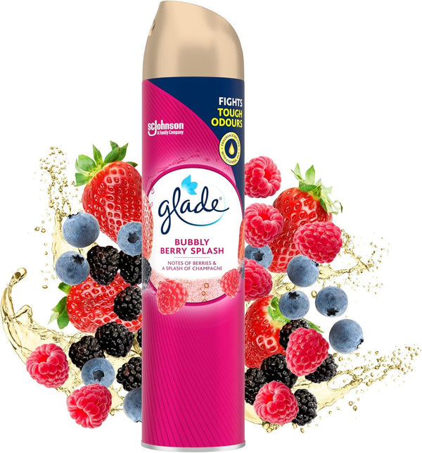 GLADE AIR FRESHENER BUBBLY BERRY SPLASH 300ML ROOM SPRAY. HOLA095