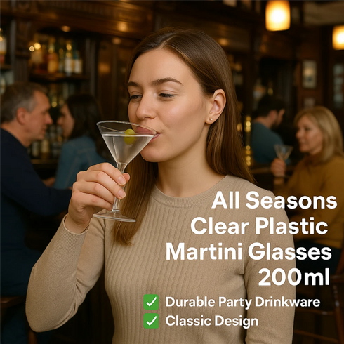 ALL SEASONS CLEAR PLASTIC MARTINI GLASSES 200ML 6/PK. Z60396