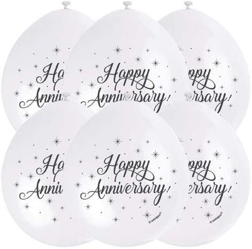 Anniversary Latex Balloons - White 10 Pack UNI56070