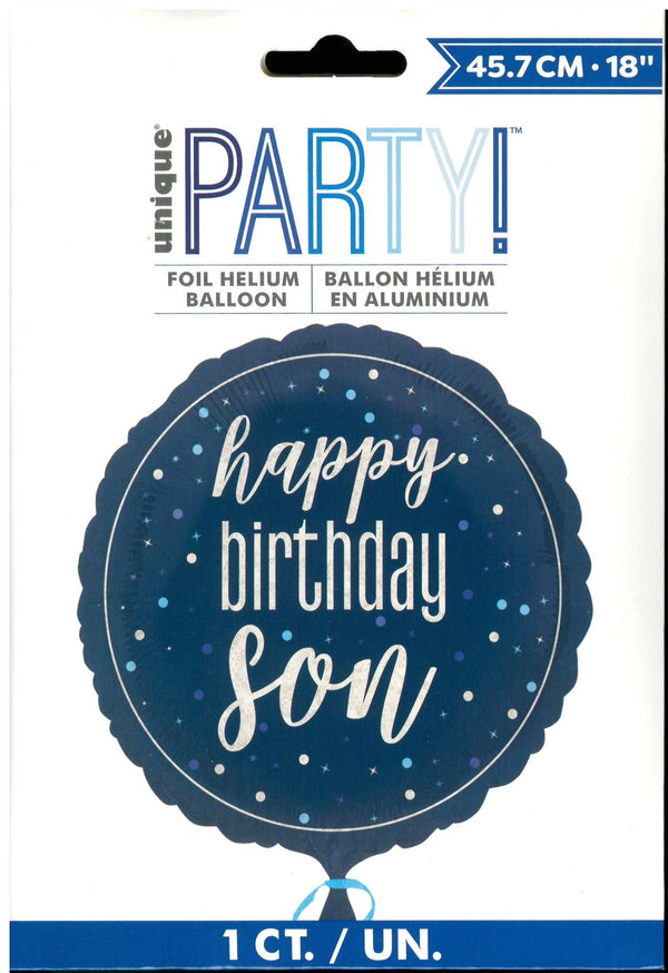 Son Birthday Balloon - Unique Blue 18" Foil Decoration | UNI81984