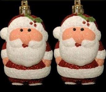 2 CHRISTMAS HANGING GLITTER SANTA BAUBLES. 53679