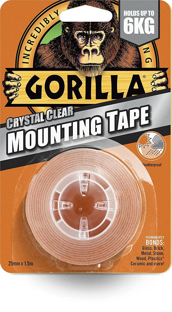 Gorilla Mounting Tape - Crystal Clear Heavy Duty 1.5M