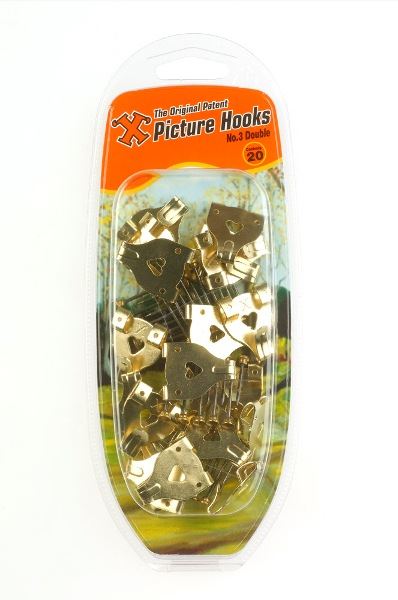 Brassed Picture Hooks - SHAW X NO. 3 Large, 20 Pack FS12888