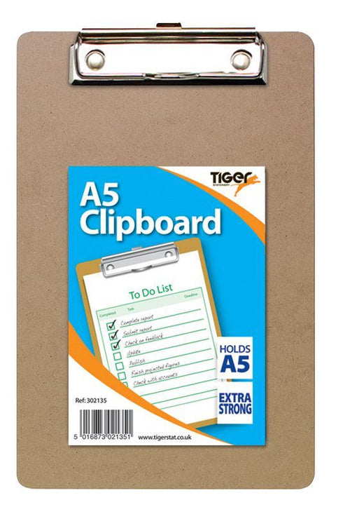 Masonite Clipboard A5 - Durable TIGER T302135 46852 Office Essential