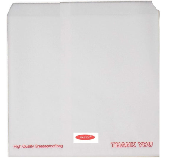 MAJESTIC HIGH QUALITY GREASEPROOF THANK YOU PAPER BAG 7" X 7" 1000/PK. 04025-GK7