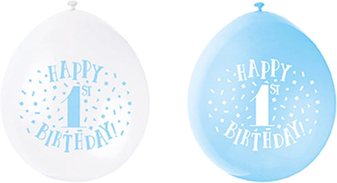 1st Birthday Balloons - Blue Latex Pack of 10 | UNI56030