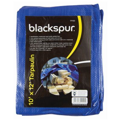 Blue Tarpaulin 10x12 - BLACKSPUR Heavy Duty Cover TP100