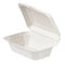 WHITE BAGASSE BIODEGRADABLE CLAMSHELL BOXES 7 X 5" 50/PK MEAL BOX