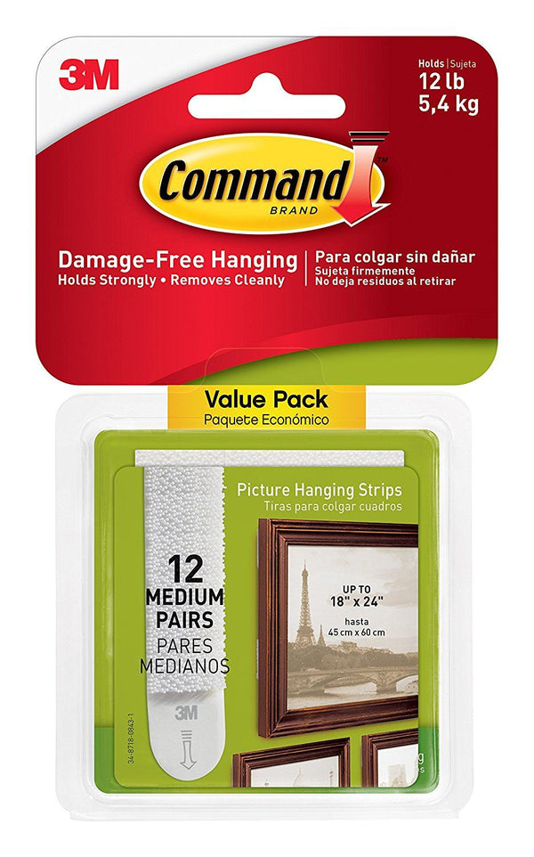 COMMAND MEDIUM PICTURE HANGING STRIPS VALUE 12PK. 17204-12UKN 939964