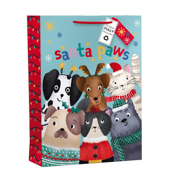 GIFTMAKER CHRISTAMS SANTA PAWS EXTRA LARGE GIFT BAGS APX 47 X 33 CM. XAPGB60X