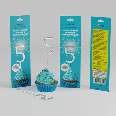 TRAFALGAR SILVER PAINTED CAKE SPARKLER - NO 5. CR-93030