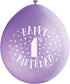 1st Birthday Balloons - UNIQUE PARTY Happy Latex Pack | UNI56033