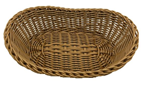 POLY WOOD EFFECT OBLONG WOOVEN BREAD / FRUIT BASKET 22CM X 13CM X 5.5CM. CH31097
