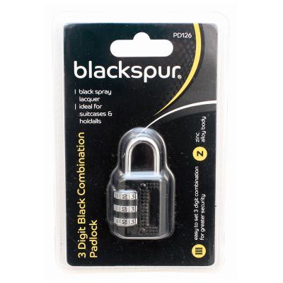 Combination Padlock - BLACKSPUR 3 Digit Security PD126