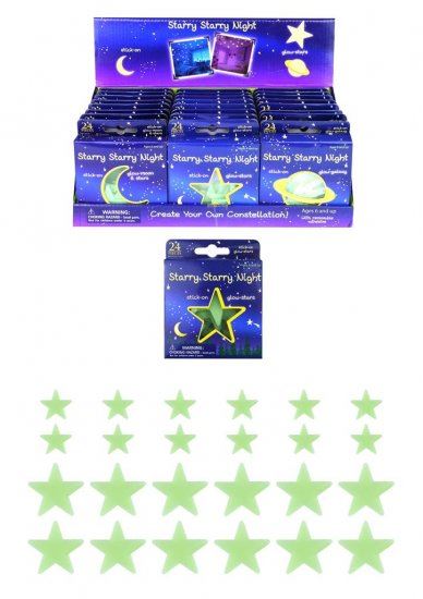 Glow Stars Stickers - 6.5cm Self-Adhesive, 24 Pack | T51491