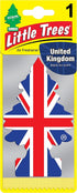LITTLE TREES CAR AIR FRESHENER - UNITED KINGDOM UNION JACK FLAG BLACK ICE. MTR0087