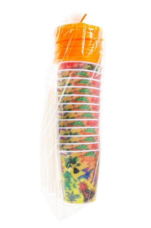 DINO THEME 3D CUPS WITH STRAW AND LID 12/PK. LG8179
