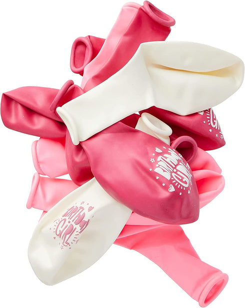 Birthday Girl Balloons - Pink & White Latex 10 Pack | UNI56063