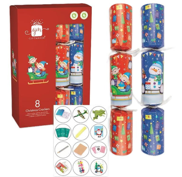 GIFTMAKER CHRISTMAS CRACKERS 8/PK - NOVELTY CHARACTER. XAPGS502