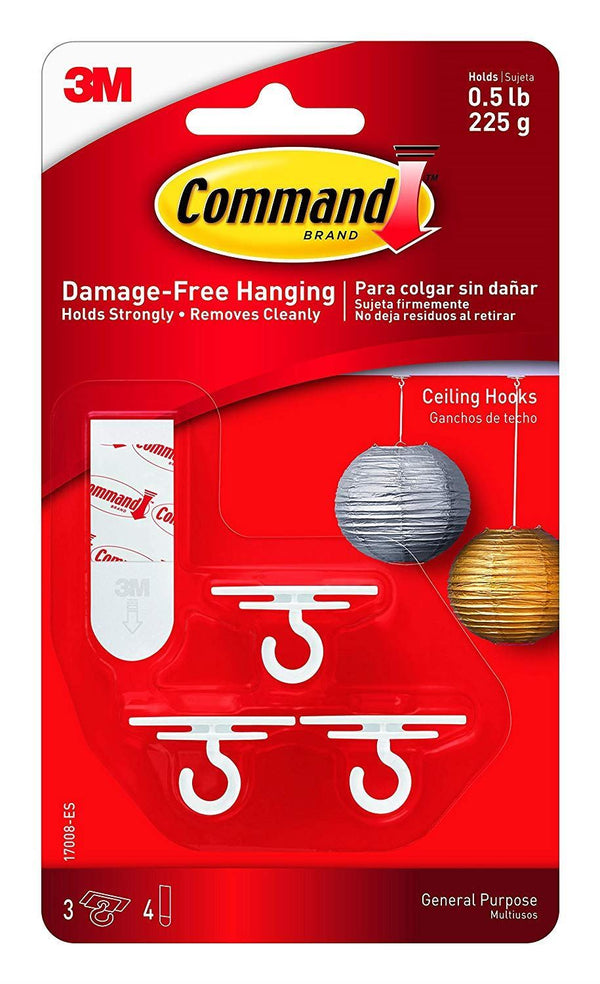 COMMAND CEILING HOOKS 3 PACK. 4573 17008 729455