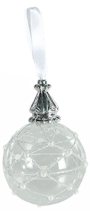 GLASS CHRISTMAS BAUBLE ANTIC FINISH WITH GLITTER DECOR. 939030