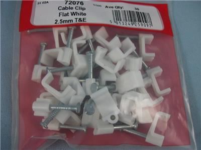Cable Clip Flat White 2.5mm for Twin & Earth - STAR PACK 72076