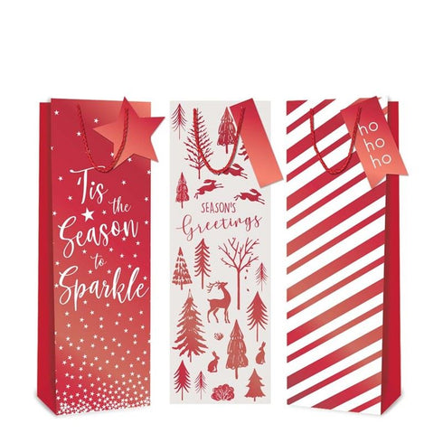 TALLON CHRISTMAS RED FOIL BOTTLE BAGS 36 X 12CM. TAX9402A