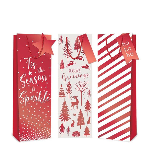 TALLON CHRISTMAS RED FOIL BOTTLE BAGS 36 X 12CM. TAX9402A