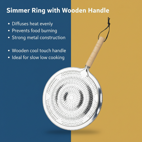 SIMMER RING WITH WOODEN HANDLE. 4591