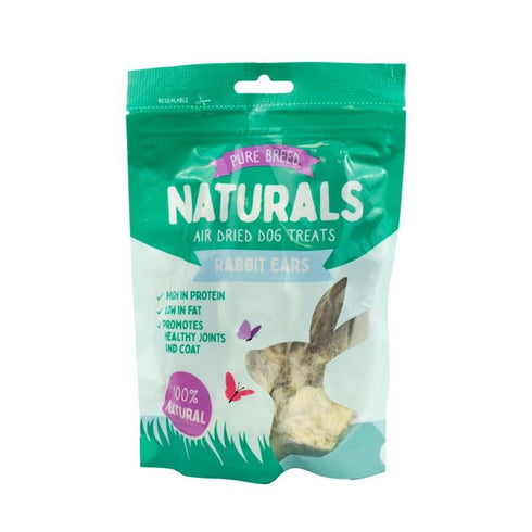 PURE BREED NATURALS AIR DRIED RABBIT EARS DOG TREATS 50GM. OL324656