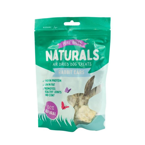 PURE BREED NATURALS AIR DRIED RABBIT EARS DOG TREATS 50GM. OL324656