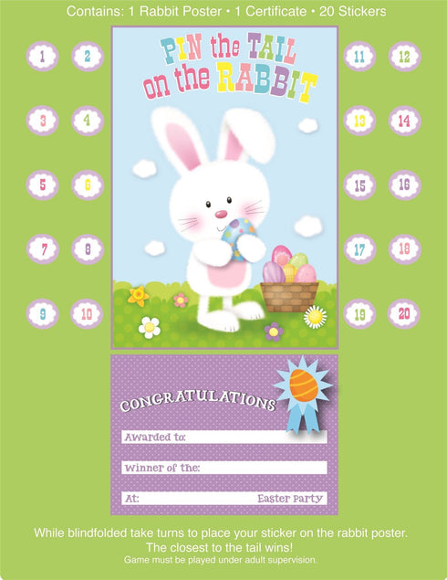 PIN THE TAIL ON THE RABBIT EASTER PARTY NOVELTY GAME. EW19398