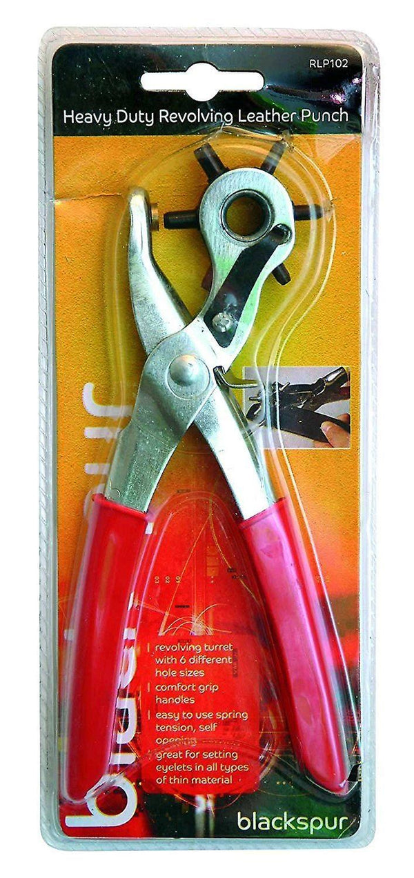 Leather Punch Tool - BLACKSPUR Heavy Duty Revolving 9 Inch RLP102