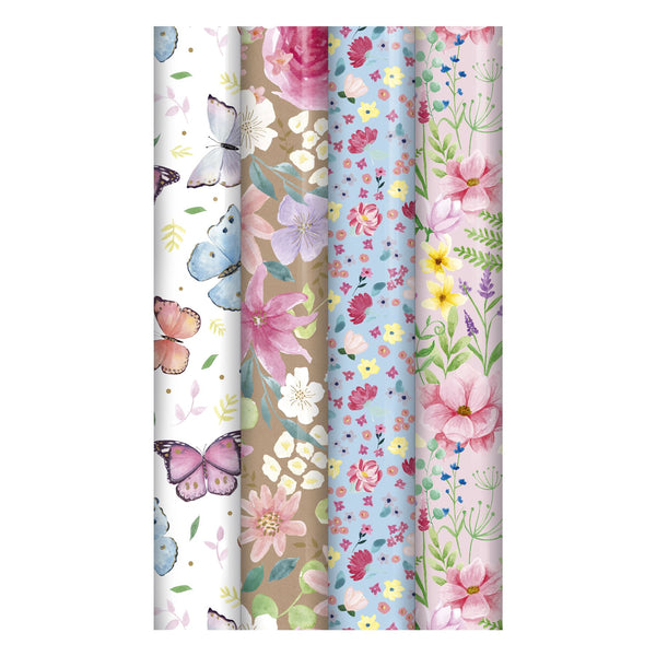 Floral Gift Wrap - EUROWRAP 3m x 70cm Elegant Design 35588-GWC