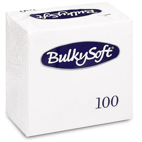 BULKY SOFT 2PLY 4 FOLD NAPKINS 40CM X 40CM 100/PK - WHITE. 32990