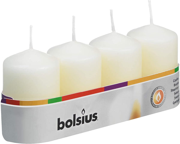 Ivory Pillar Candles - BOLSIUS 60mm x 40mm 4 Pack