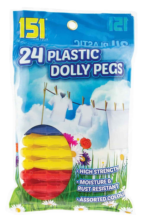 Plastic Dolly Pegs - Durable 24 Pack Clothespins SMA1006