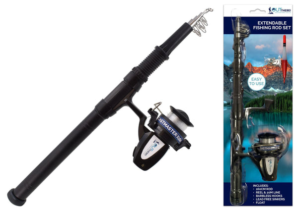 OUTTHERE EXTANDABLE FISHING ROD WITH FLOAT & HOOKS SET. TY1997