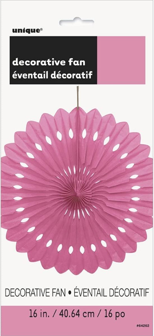 Hot Pink Fan Decoration 40cm - Unique Party Accessory UNI64262