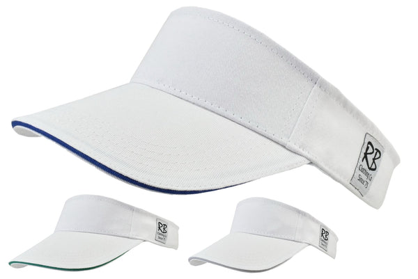 Adjustable Cotton Visor - White Sun Hat 58cm TY0437