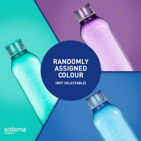 SISTEMA SQUARE ASSORTED COLOUR WATER BOTTLE 725ML. SIS880