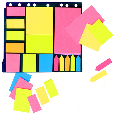 JUST STATIONERY NEON MEMO STICKERS ON RING BINDER FOLDER. 5928