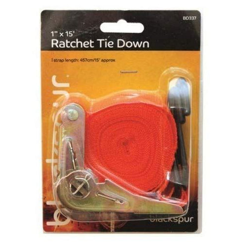 Ratchet Tie Down - BLACKSPUR 1in x 15ft BD337 Secure Strapping