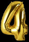 Gold Number 4 Balloon - GSD Giant 86cm Foil Decoration
