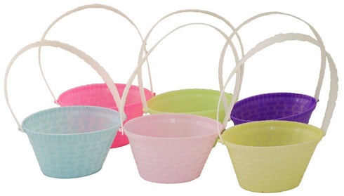 PACK OF 6 MINI EASTER BASKETS WITH HANDLES 4 INCH BASKETS - ASSORTED COLOURS. 173034 SSA000