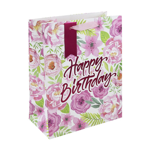 Floral Birthday Bag - EUROWRAP JB Large Gift Bag 27x33x14cm